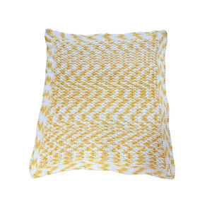 VTG Retro‎ Handmade Afghan Knit Crochet Blanket Throw Baby Yellow White 40.5x45"